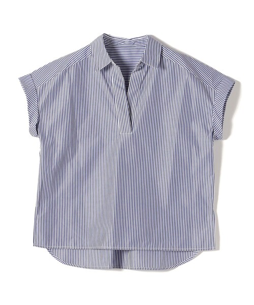 innowave:〈手洗い可能〉TC スキッパー フレンチスリーブ ブラウス innowave:〈手洗い可能〉TC スキッパー フレンチスリーブ