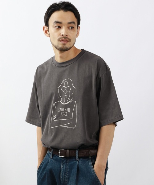 BAYFLOW(ベイフロー)の「ハンドペイントプリントTシャツ(Tシャツ/カットソー・メンズ・イエロー/チャコールグレー/オフホワイト・MEDIUM/LARGE)」の3枚目の写真