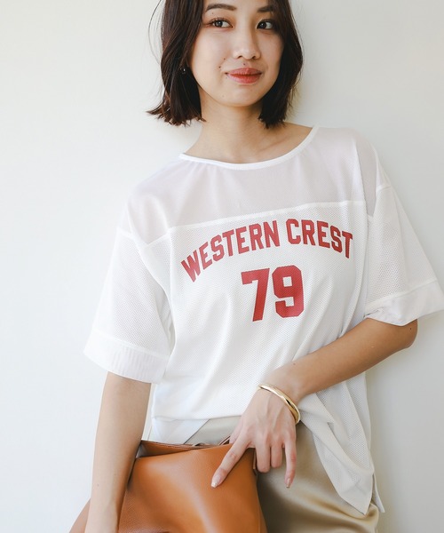 B:MING by BEAMS(ビーミングバイビームス)の「メッシュ ナンバー Tシャツ(Tシャツ/カットソー・レディース・チャコールグレー/ホワイト/ブラウン・ONE SIZE)」の19枚目の写真