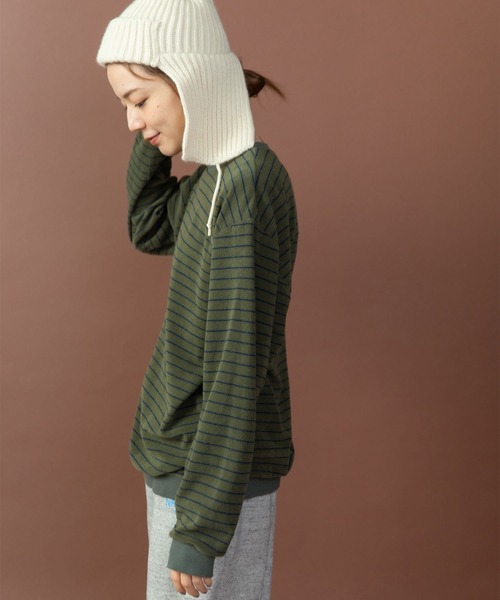 PAR ICI（パーリッシィ）の「製品染めパイルボーダー クルーネックプルオーバー（Tシャツ/カットソー・レディース・ベージュ/チャコールグレー/カーキ・FREE）」の22枚目の写真