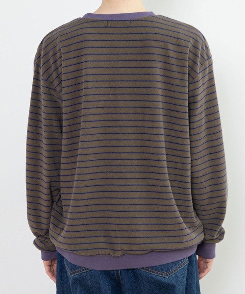 PAR ICI（パーリッシィ）の「製品染めパイルボーダー クルーネックプルオーバー（Tシャツ/カットソー・レディース・ベージュ/チャコールグレー/カーキ・FREE）」の6枚目の写真