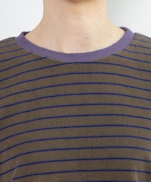 PAR ICI（パーリッシィ）の「製品染めパイルボーダー クルーネックプルオーバー（Tシャツ/カットソー・レディース・ベージュ/チャコールグレー/カーキ・FREE）」の7枚目の写真