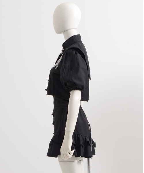 ililil（イルイルイル）の「『ililil/イルイルイル』【かわいさ極めチャイナ！セットアップ】チャイナセットアップワンピース（シャツワンピース・レディース・ブラック・FREE）」の6枚目の写真