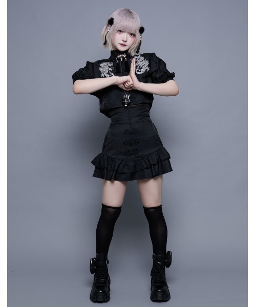 ililil（イルイルイル）の「『ililil/イルイルイル』【かわいさ極めチャイナ！セットアップ】チャイナセットアップワンピース（シャツワンピース・レディース・ブラック・FREE）」の22枚目の写真