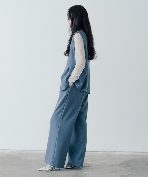 GALLEST（ギャレスト）の「【セットアップ対応】ウーステッドライクジレジャケット（ノーカラージャケット・レディース・チャコールグレー/グレー・38/34）」の6枚目の写真