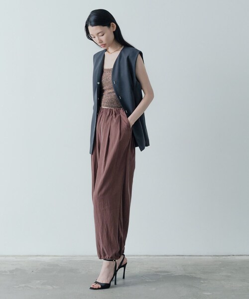 GALLEST（ギャレスト）の「【セットアップ対応】ウーステッドライクジレジャケット（ノーカラージャケット・レディース・チャコールグレー/グレー・38/34）」の11枚目の写真