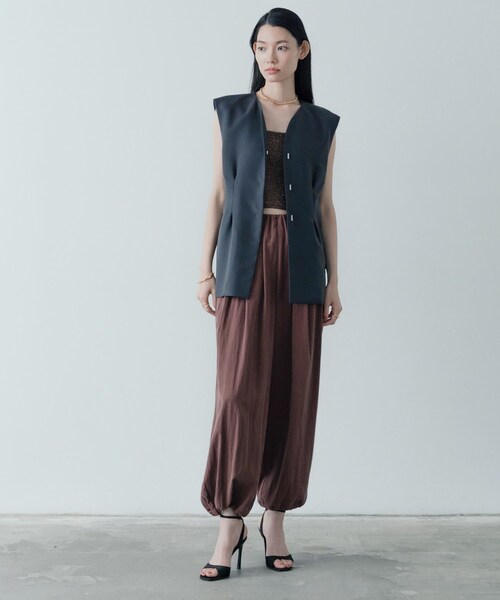 GALLEST（ギャレスト）の「【セットアップ対応】ウーステッドライクジレジャケット（ノーカラージャケット・レディース・チャコールグレー/グレー・38/34）」の17枚目の写真