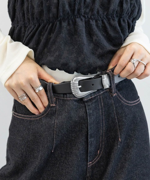 RAGEBLUE（レイジブルー）の「ヴィンテージライクウエスタンベルト（ベルト・レディース・ブラック・FREE）」の2枚目の写真