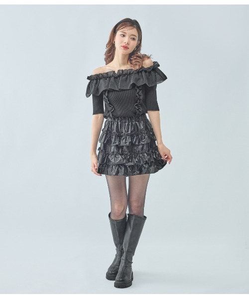 PEACH JOHN（ピーチジョン）の「フリルミニスカート（スカート・レディース・ブラック/ブラウン・ONE SIZE）」の3枚目の写真