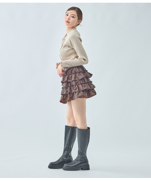 PEACH JOHN（ピーチジョン）の「フリルミニスカート（スカート・レディース・ブラック/ブラウン・ONE SIZE）」の8枚目の写真