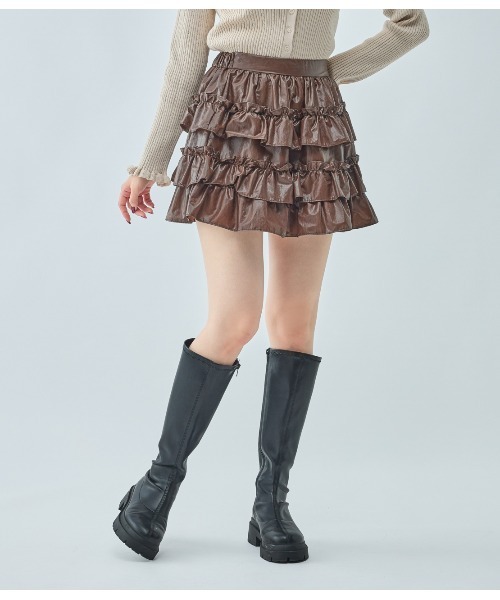 PEACH JOHN（ピーチジョン）の「フリルミニスカート（スカート・レディース・ブラック/ブラウン・ONE SIZE）」の9枚目の写真