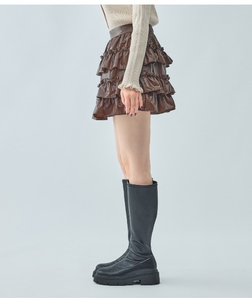 PEACH JOHN（ピーチジョン）の「フリルミニスカート（スカート・レディース・ブラック/ブラウン・ONE SIZE）」の12枚目の写真