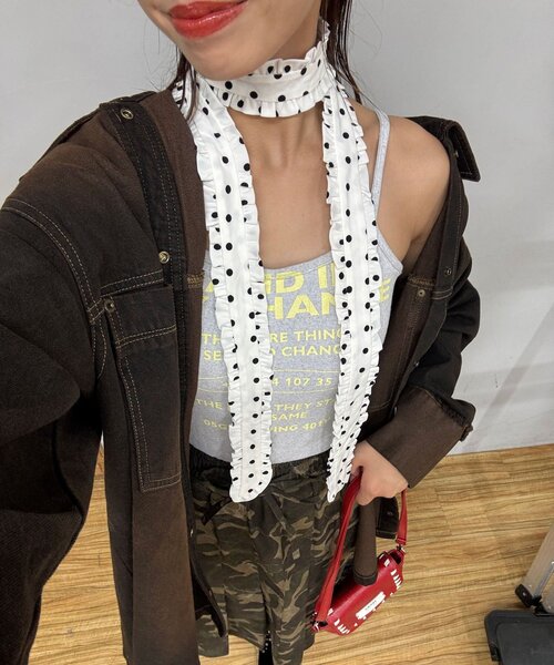 CIAOPANIC（チャオパニック）の「フリルネクタイ（その他小物・レディース・ブラック/チャコールグレー/グリーン/ホワイト/ネイビー・FREE）」の2枚目の写真