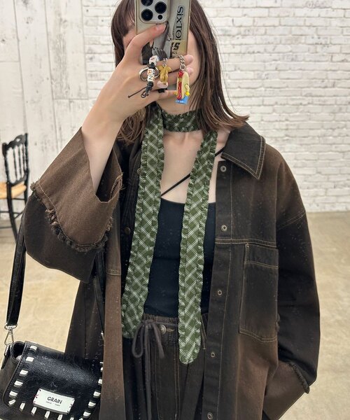 CIAOPANIC（チャオパニック）の「フリルネクタイ（その他小物・レディース・ブラック/チャコールグレー/グリーン/ホワイト/ネイビー・FREE）」の4枚目の写真