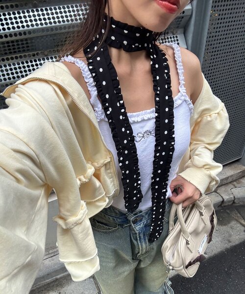 CIAOPANIC（チャオパニック）の「フリルネクタイ（その他小物・レディース・ブラック/チャコールグレー/グリーン/ホワイト/ネイビー・FREE）」の3枚目の写真