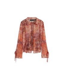 Desigual デシグアル　ブラウス　シフォン　柄　派手　Lサイズ デシグアル 花柄 刺しゅう シフォンブラウス XL 大きいサイズ 派手柄