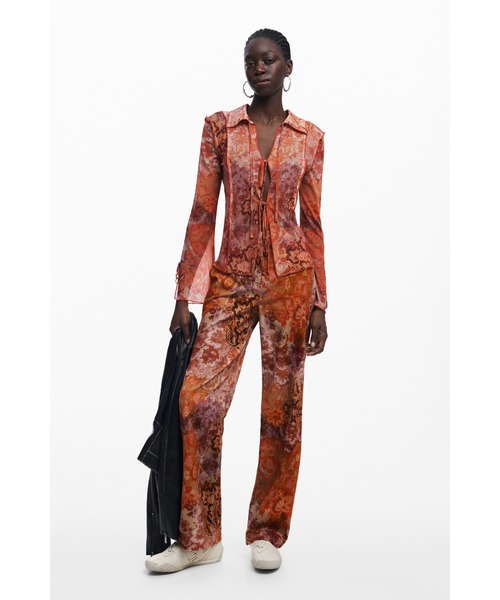 Desigual（デシグアル）の「ロマンティックプリントフリンジスリーブシフォンブラウス（シャツ/ブラウス・レディース・オレンジ・L/M/S/XS/XL）」の5枚目の写真