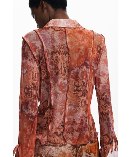 Desigual（デシグアル）の「ロマンティックプリントフリンジスリーブシフォンブラウス（シャツ/ブラウス・レディース・オレンジ・L/M/S/XS/XL）」の4枚目の写真