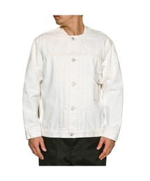 CALEE(L[)1ST TYPE NO COLLAR WHITE DENIM JACKET(m[J[WPbg)