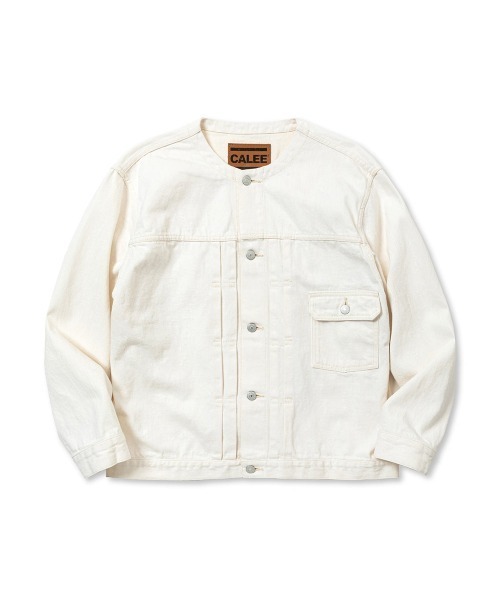 セール】1ST TYPE NO COLLAR WHITE DENIM JACKET（ノーカラー