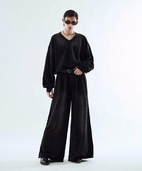 Bleach-fade 3 tuck baggy sweat pants ブリーチフェード3タックバギー