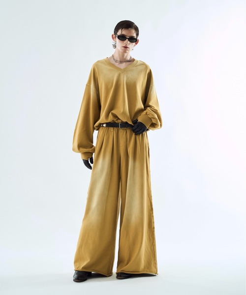 seyto（セイト）の「Bleach-fade 3 tuck baggy sweat pants ブリーチフェード3タックバギースウェットパンツ（スウェットパンツ・メンズ・ブラック/ブラウン/マスタード・1/3/2）」の8枚目の写真