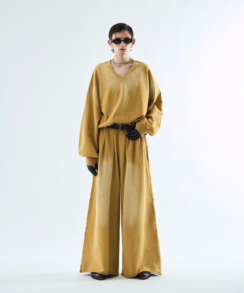 seyto（セイト）の「Bleach-fade 3 tuck baggy sweat pants ブリーチフェード3タックバギースウェットパンツ（スウェットパンツ・メンズ・ブラック/ブラウン/マスタード・1/3/2）」の12枚目の写真