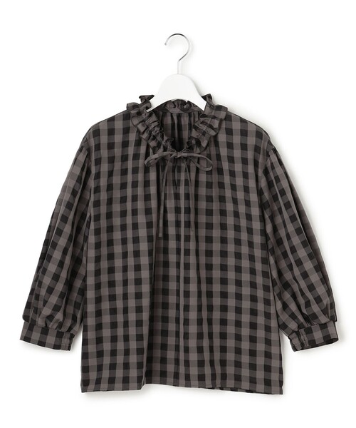 セール】【WEB&一部店舗限定】ブロックチェック フリル ブラウス