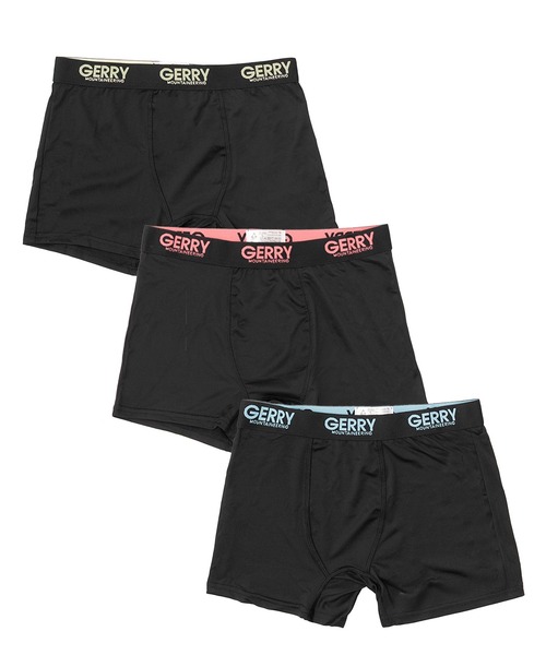 GERRY（ジェリー）の「GERRY ジェリー ボクサーパンツ ポリエステルベア天 ストレッチ 吸汗速乾 ロゴ入り 3枚セット ボクサーブリーフ下着（ボクサーパンツ・メンズ・ブラック系その他/ブラック系その他2・M/LL/L）」の2枚目の写真