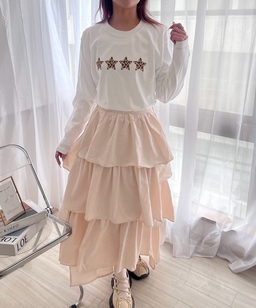 cuorequal(クオレコール)の「スターレオパードロンT/長袖Tシャツ(Tシャツ/カットソー・レディース・ホワイト・MEDIUM)」の4枚目の写真