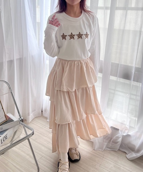 cuorequal(クオレコール)の「スターレオパードロンT/長袖Tシャツ(Tシャツ/カットソー・レディース・ホワイト・MEDIUM)」の5枚目の写真