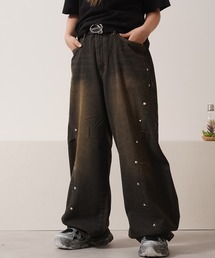 1111clothing | スタッズ使い ワイドカーブ デニム パンツ / Studded Wide Curve Denim Pants(デニムパンツ)