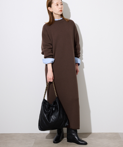 SLOBE IENA(スローブイエナ)の「《WEB限定/追加》ウォッシャブルスムース ニットワンピース(ワンピース・レディース・ブラック/ブラウン・FREE)」の2枚目の写真