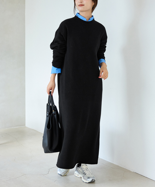 WEB限定/追加》ウォッシャブルスムース ニットワンピース