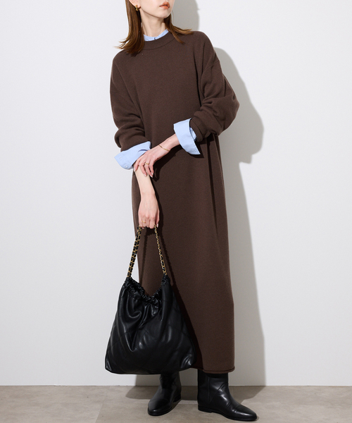 WEB限定/追加》ウォッシャブルスムース ニットワンピース