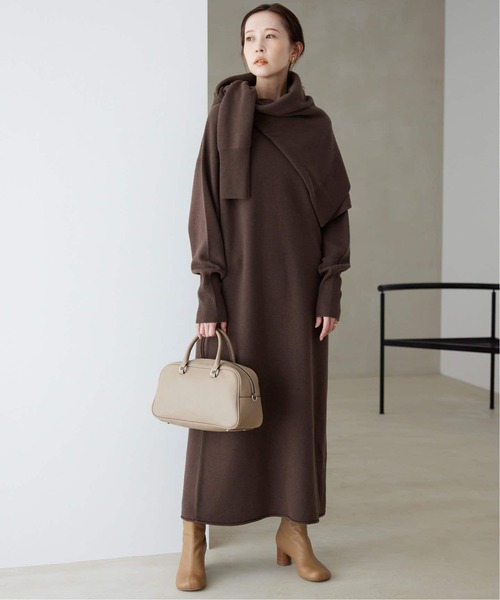 SLOBE IENA(スローブイエナ)の「《WEB限定/追加》ウォッシャブルスムース ニットワンピース(ワンピース・レディース・ブラック/ブラウン・FREE)」の3枚目の写真