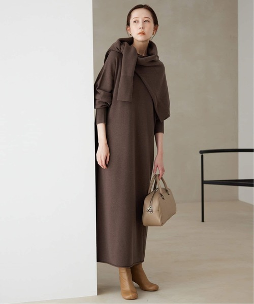SLOBE IENA(スローブイエナ)の「《WEB限定/追加》ウォッシャブルスムース ニットワンピース(ワンピース・レディース・ブラック/ブラウン・FREE)」の5枚目の写真