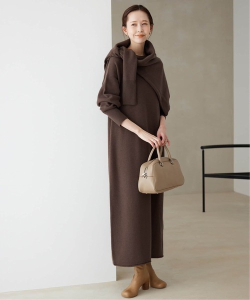 SLOBE IENA(スローブイエナ)の「《WEB限定/追加》ウォッシャブルスムース ニットワンピース(ワンピース・レディース・ブラック/ブラウン・FREE)」の6枚目の写真