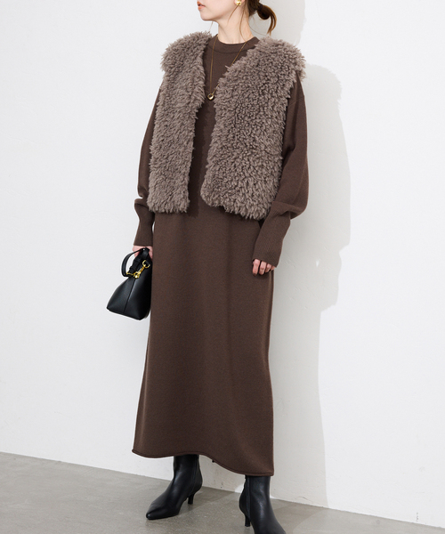 SLOBE IENA(スローブイエナ)の「《WEB限定/追加》ウォッシャブルスムース ニットワンピース(ワンピース・レディース・ブラック/ブラウン・FREE)」の12枚目の写真