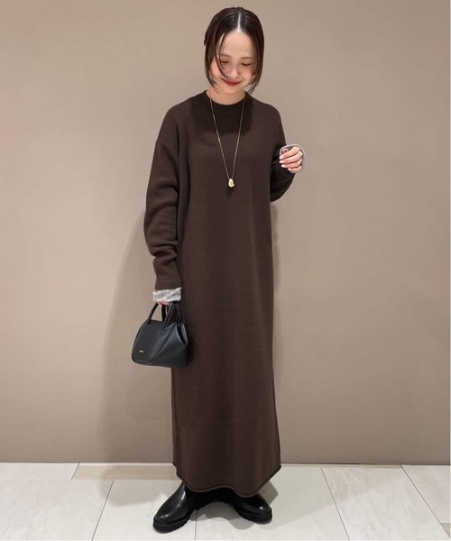SLOBE IENA(スローブイエナ)の「《WEB限定/追加》ウォッシャブルスムース ニットワンピース(ワンピース・レディース・ブラック/ブラウン・FREE)」の20枚目の写真