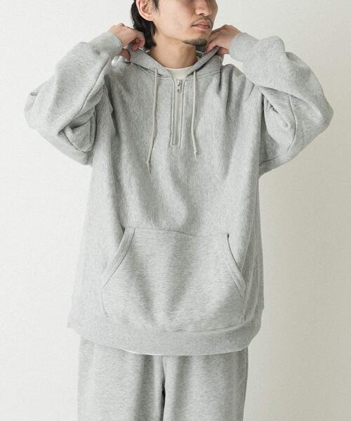 EKAL（エカル）の「QUICK DRY ハーフジップフーディー（スウェット・メンズ・グレー/ブラック・LARGE/MEDIUM）」の6枚目の写真