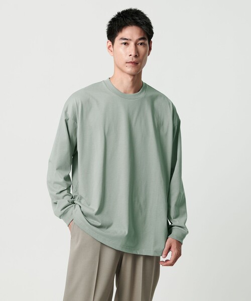 green label relaxing(グリーンレーベルリラクシング)の「【WEB限定】デイリールーズ Tシャツ -吸水速乾・抗菌-(Tシャツ/カットソー・メンズ・ホワイト/ライトグレー/ブラック/ライム/ターコイズブルー系/ネイビー/ロイヤルブルー・L/S/XL/XS/M)」の5枚目の写真