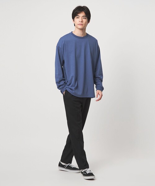 green label relaxing(グリーンレーベルリラクシング)の「【WEB限定】デイリールーズ Tシャツ -吸水速乾・抗菌-(Tシャツ/カットソー・メンズ・ホワイト/ライトグレー/ブラック/ライム/ターコイズブルー系/ネイビー/ロイヤルブルー・L/S/XL/XS/M)」の8枚目の写真
