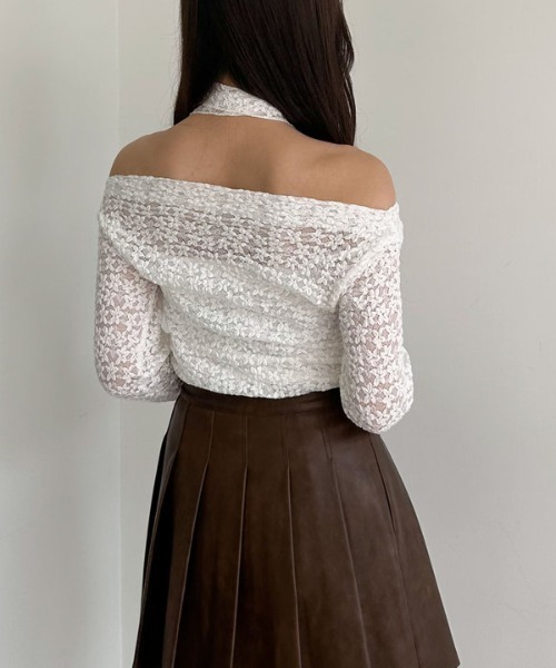 archives（アルシーヴ）の「タックドレープレースＴＯＰＳ（Tシャツ/カットソー・レディース・ブラック/モカ/アイボリー・MEDIUM）」の14枚目の写真