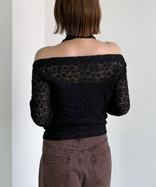 archives（アルシーヴ）の「タックドレープレースＴＯＰＳ（Tシャツ/カットソー・レディース・ブラック/モカ/アイボリー・MEDIUM）」の16枚目の写真