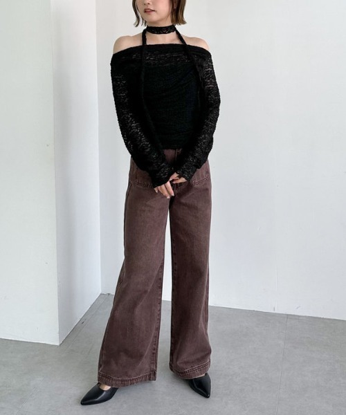 archives（アルシーヴ）の「タックドレープレースＴＯＰＳ（Tシャツ/カットソー・レディース・ブラック/モカ/アイボリー・MEDIUM）」の10枚目の写真