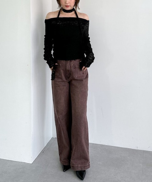 archives（アルシーヴ）の「タックドレープレースＴＯＰＳ（Tシャツ/カットソー・レディース・ブラック/モカ/アイボリー・MEDIUM）」の18枚目の写真