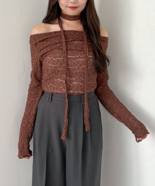 archives（アルシーヴ）の「タックドレープレースＴＯＰＳ（Tシャツ/カットソー・レディース・ブラック/モカ/アイボリー・MEDIUM）」の21枚目の写真