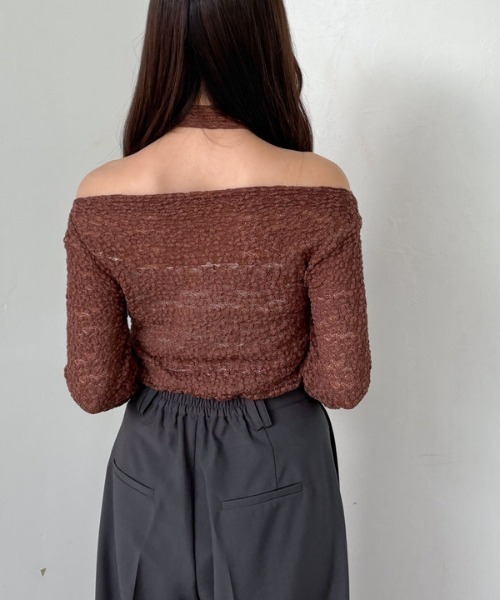 archives（アルシーヴ）の「タックドレープレースＴＯＰＳ（Tシャツ/カットソー・レディース・ブラック/モカ/アイボリー・MEDIUM）」の12枚目の写真