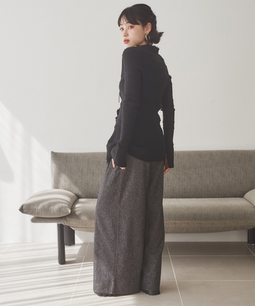 LAULEN(ローレン)の「tuck nuance wide pants /タックニュアンスワイドパンツ(その他パンツ・レディース・ブラック/ブラウン・S/M)」の13枚目の写真